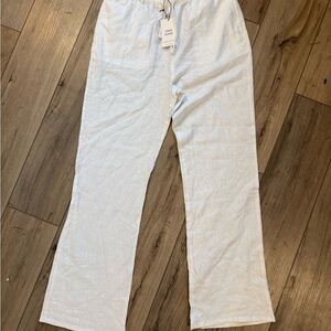 NWT Love Tree Women's Casual Linen Blend White Pants Beachy boho Medium.